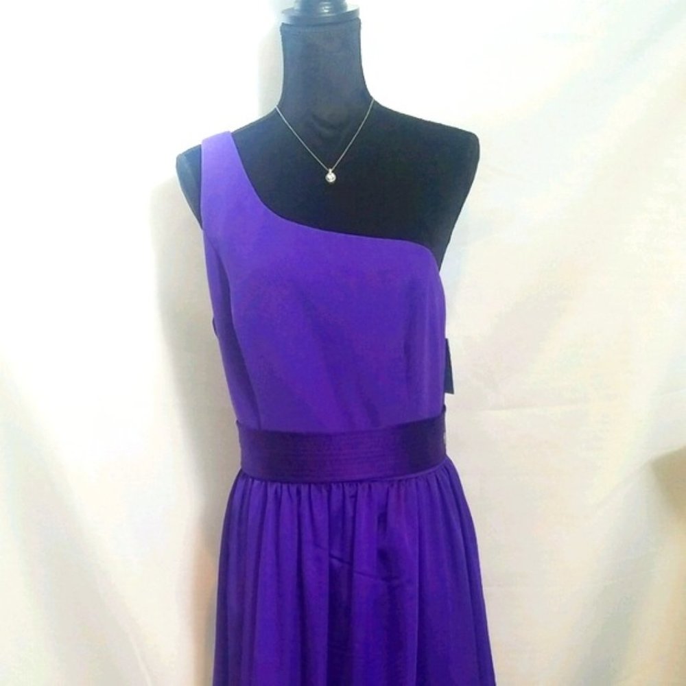 WHITE BY VERA WANG One Shoulder Dress with Belt